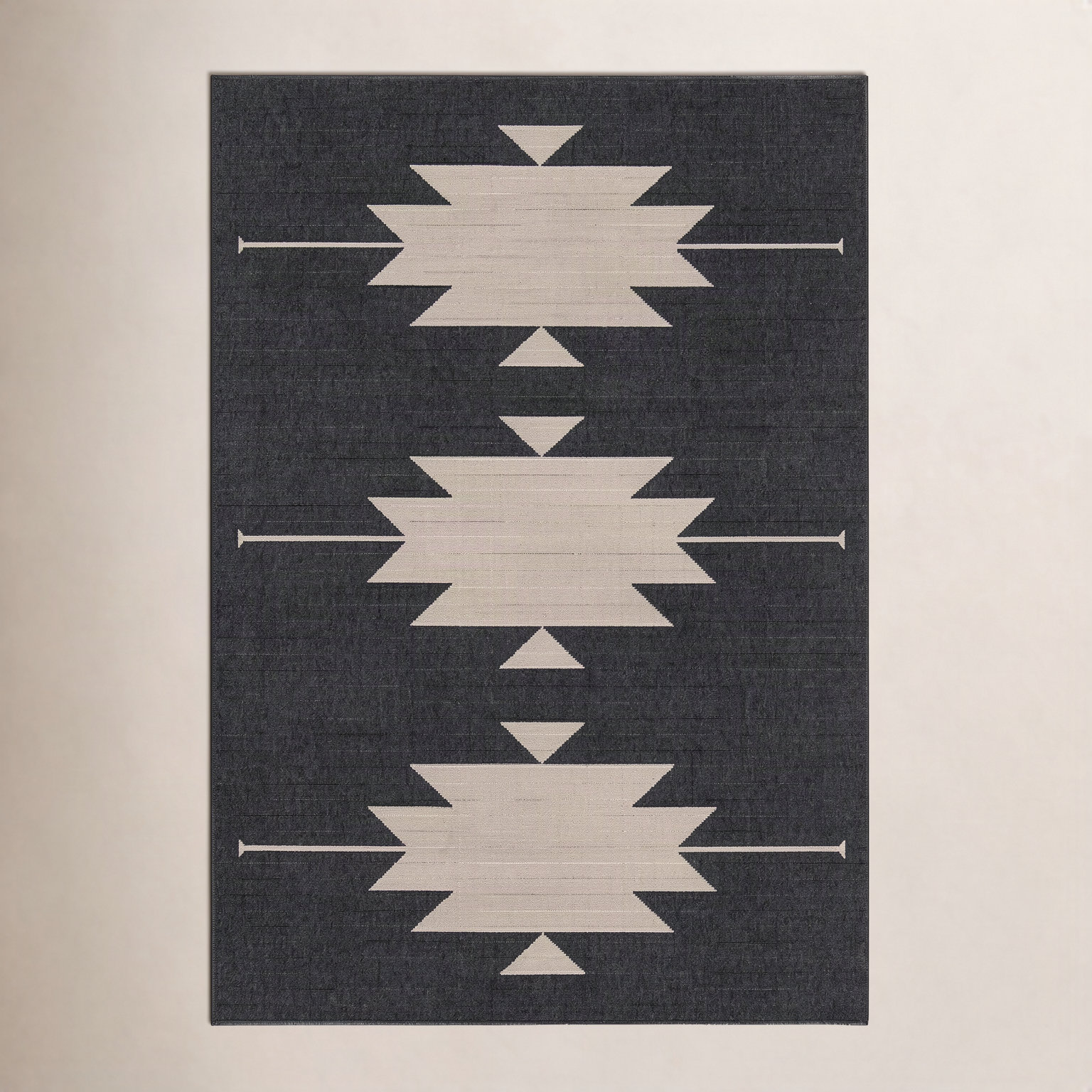 Genesis Charcoal Cream Southwestern Outdoor Rug, Rectangle 7'10" x 10'10"