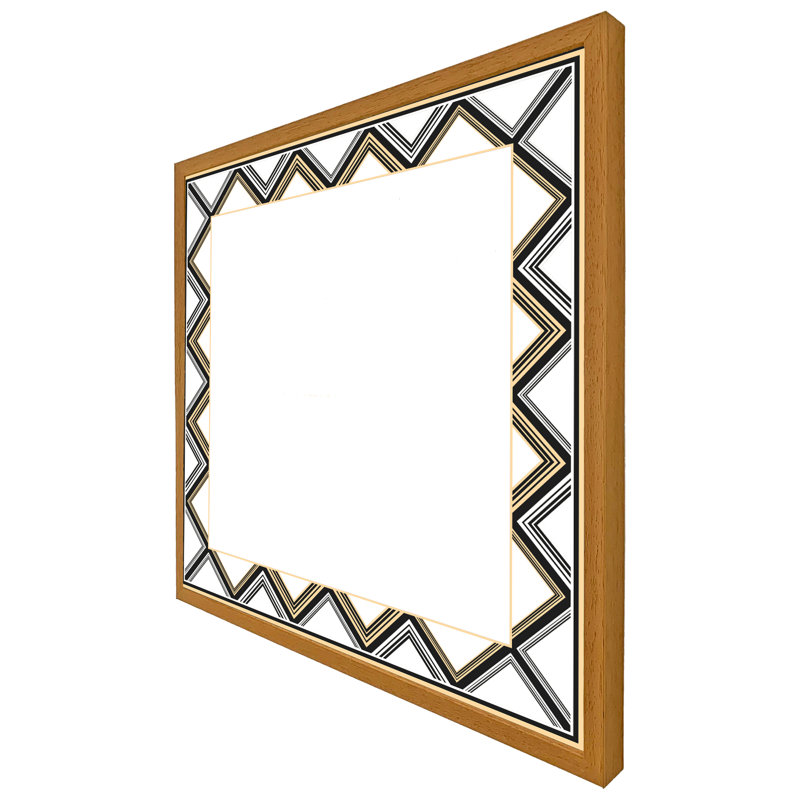 Atzin Art Deco ed Border 1 Piece Single Picture Frame Wall Art, 61cm H x 61cm W x 4cm D, Light Brown Framed
