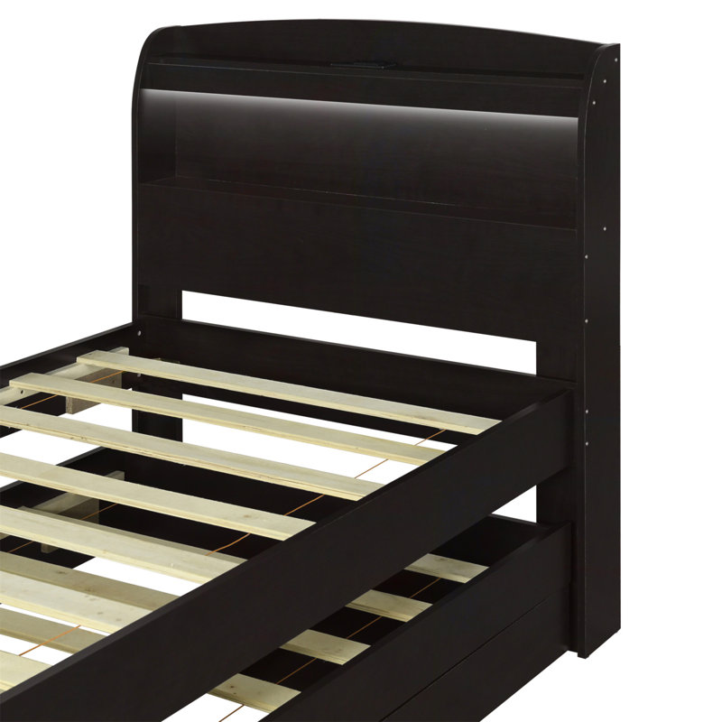 Ashantis Platform Storage Bed, Dark Brown, Twin