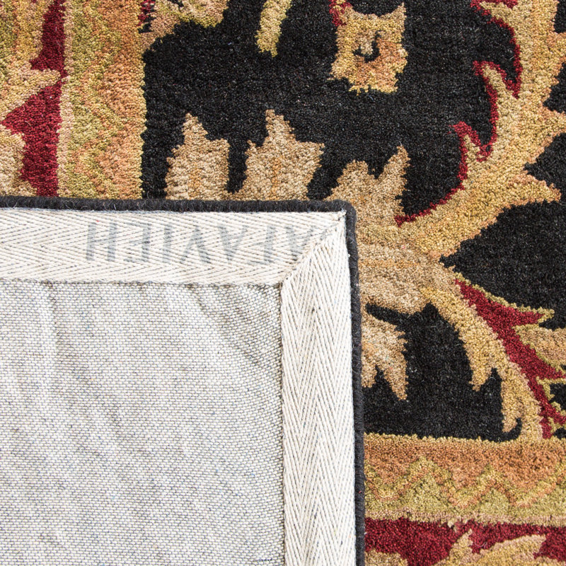 Tapis noir / bourgogne en laine touffeté à la main Bromley, Rectangle de 2 pi x 3 pi