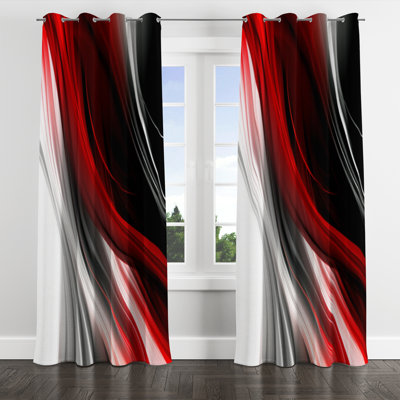 Aunna - Abstract Modern Waves Grommet Curtain - Abstract Blackout Curtain - 1 Panel