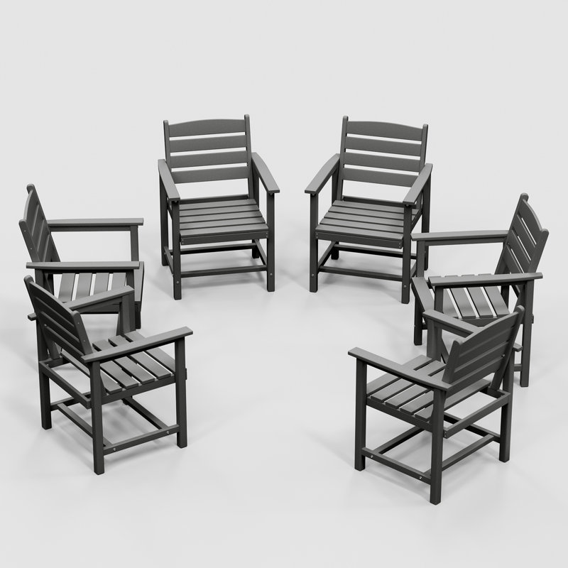 Chaise de salle à manger d'extérieur en PEHD (ensemble de 6), Black