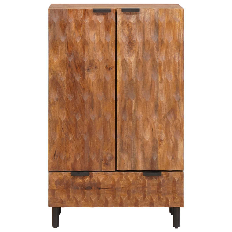 Solid Wood Rectangle Accent Cabinet, Black/Acacia Brown 