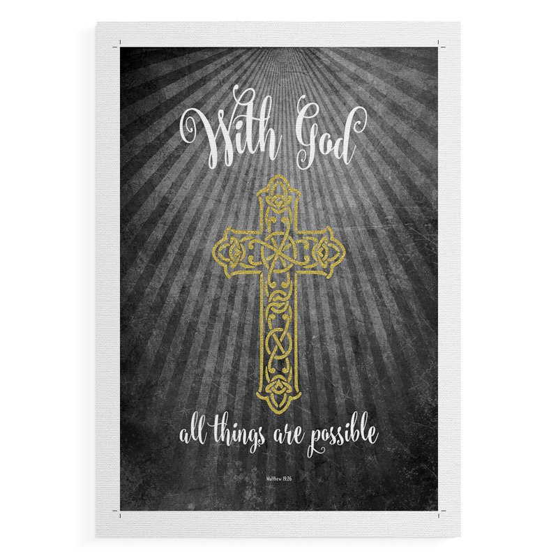 «With God» - impression sur toile seulement - non encadrée, H 27 po x l 18 po