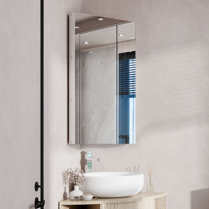 23.6 H Medicine Cabinet with Mirror 3 Shelves, 23.62" H x 13.4" W x 8.7" D