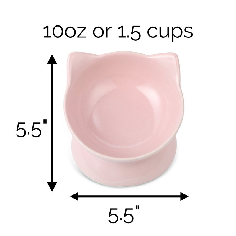 Oscar Elevated Cat Bowl, Pink