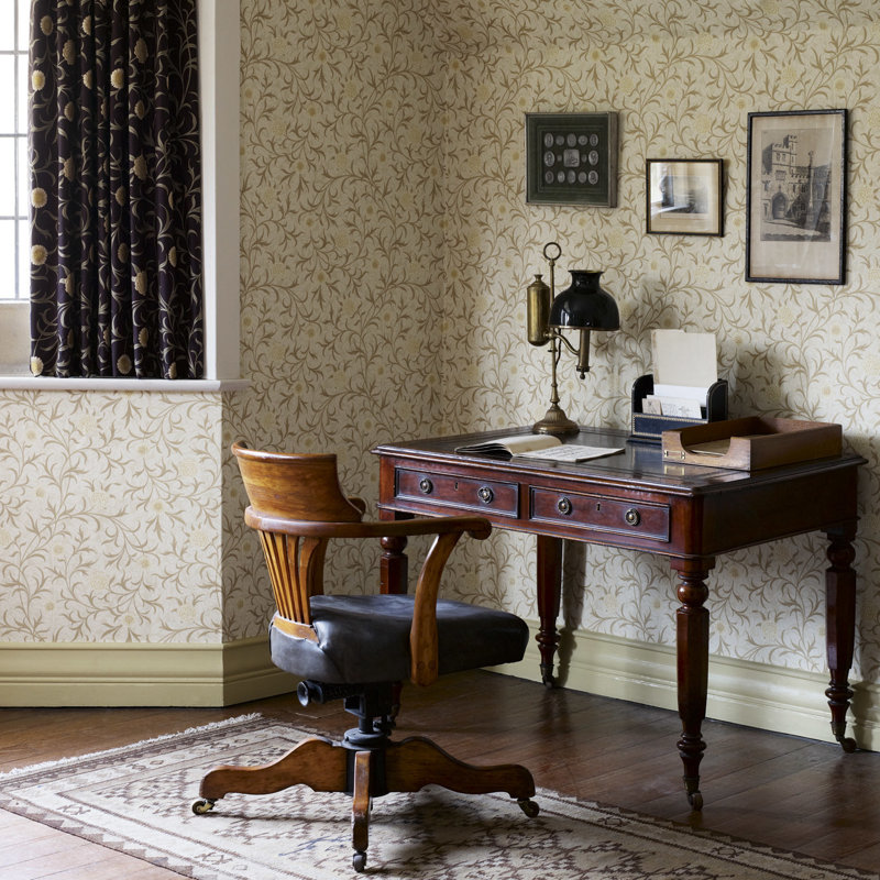 Scroll Wallpaper, Loden/Slate