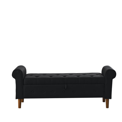 Banc de rangement capitonné à boutons de 62 po pour la chambre à coucher de 62 po, repose-pieds rembourré en tissu moderne, banc de fenêtre, accoudoirs roulés pour chambre à coucher, salon, vestibule 