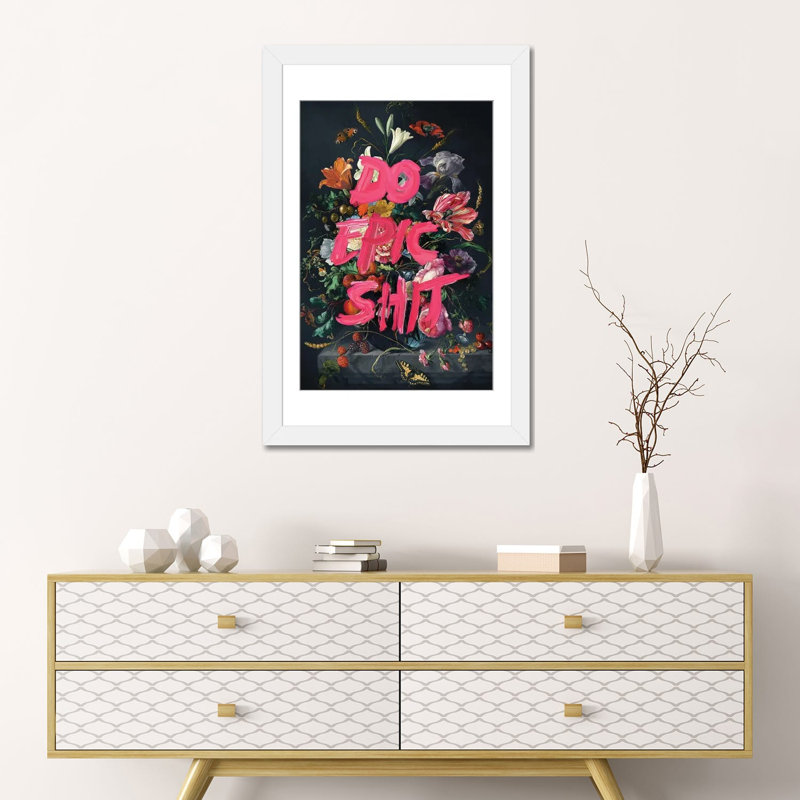 «Do Epic Shit» par Jonas Loose, reproduction sur toile, H 32 po x l 24 po, Impression encadrée avec passe-partout, Blanc