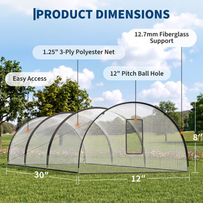 Portable Baseball Batting Cage, 22x12x8FT / 30x12x8FT Enclosed Net for Baseball Softball Practice, Black/White/Blue