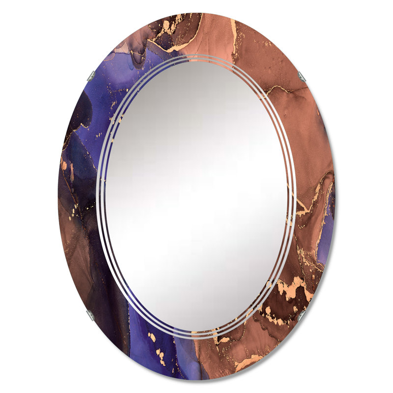 Miroir mural moderne et abstrait brun, 30 po x 20 po