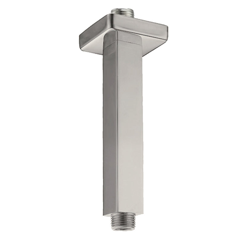 Bras de douche carré en métal 6 po, nickel brossé