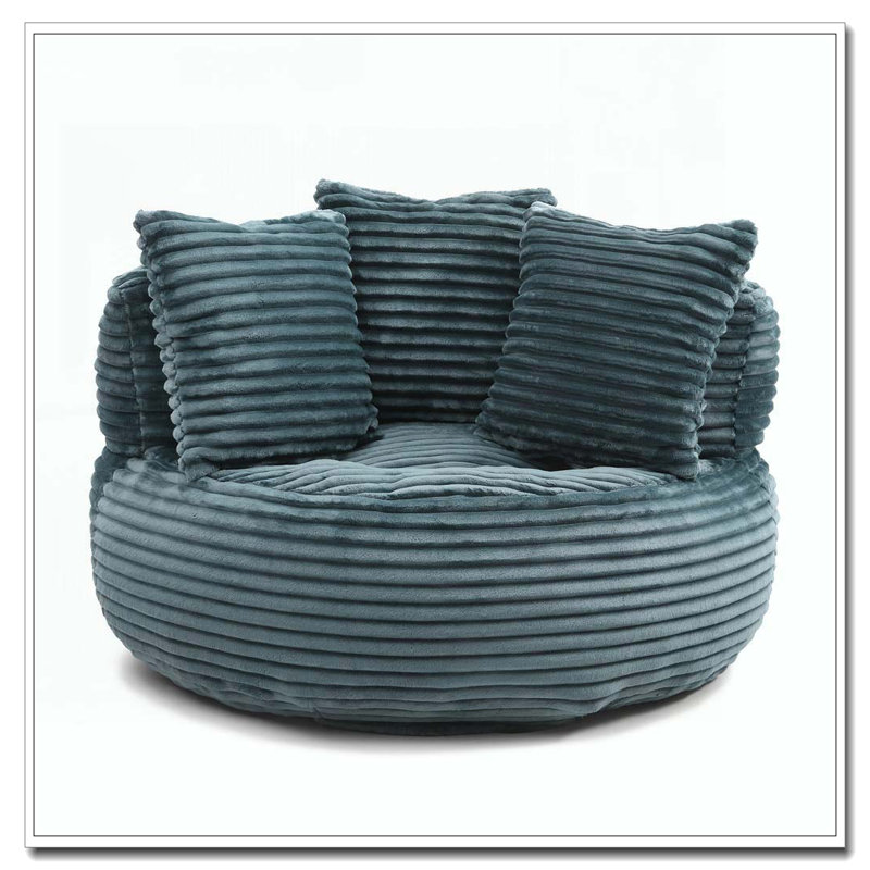 Grande chaise en velours côtelé avec bourre, Turquoise