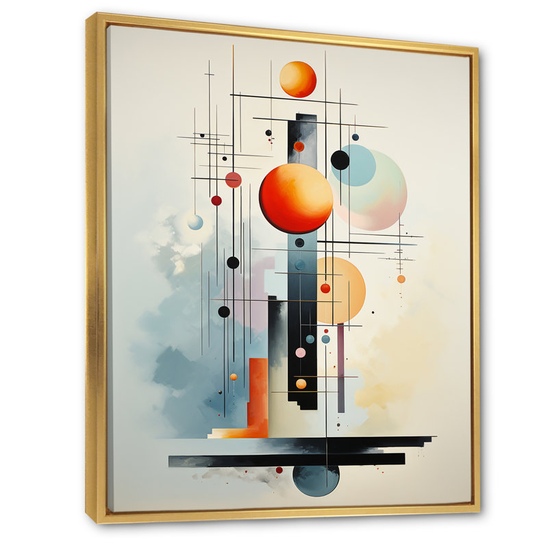 Impression abstraite sur toile Higa, H 32 po x l 24 po x P 1 po, Cadre flottant doré