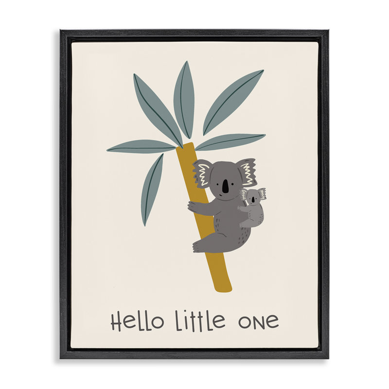 Cadre flottant Hello Little One Koalas, design par Sazerelli Designs, H 21 po x l 17 po, Cadre flottant noir de jais