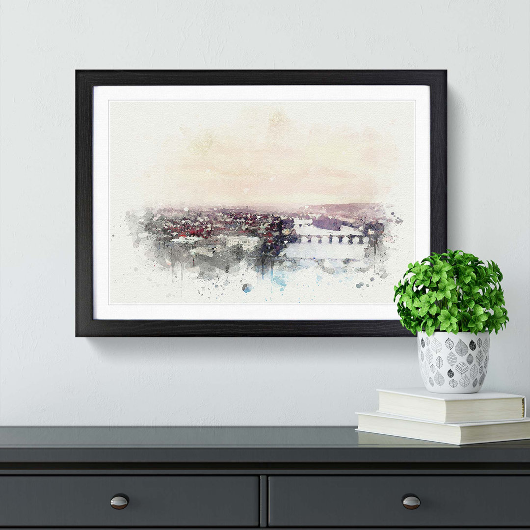 Prague Czech Republic Skyline in Abstract - Framed Print