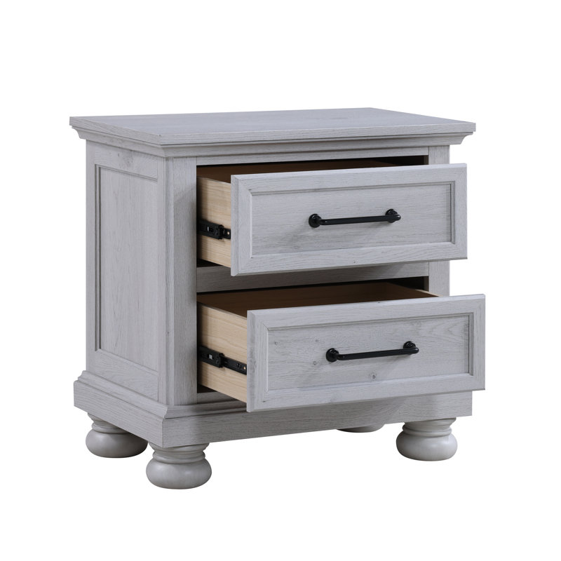 Ensemble de chambre à coucher 4 pièces avec deux tables de chevet, commode et grand lit, Grand lit