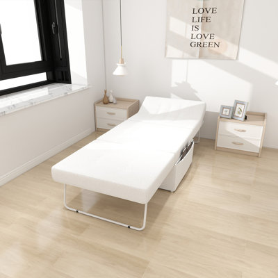 Canapé-lit convertible, canapé-lit pliant multi-fonctions 4 en 1, chaise convertible moderne à dossier réglable pour le salon / petit appartement, largeur 36 po, blanc
