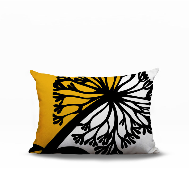 Oreiller rectangulaire réversible intérieur / extérieur Aldy, Jaune, Rectangle H 14 po x l 20 po
