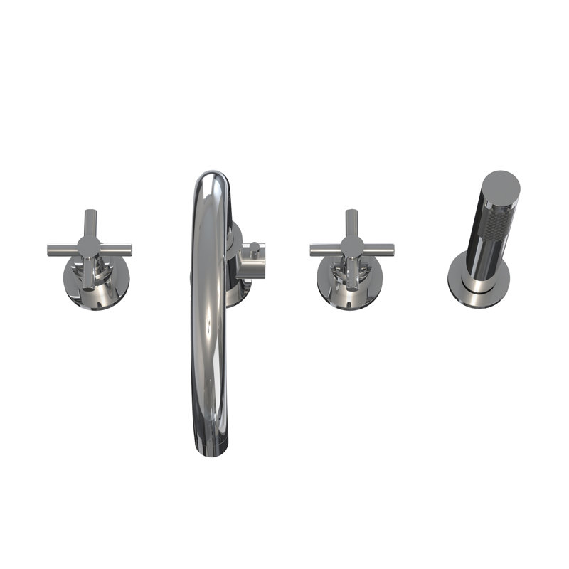 DreamLine Atlantic 12 in. x 8 in. Deck Mounted Tub Faucet with Handshower, Chrome