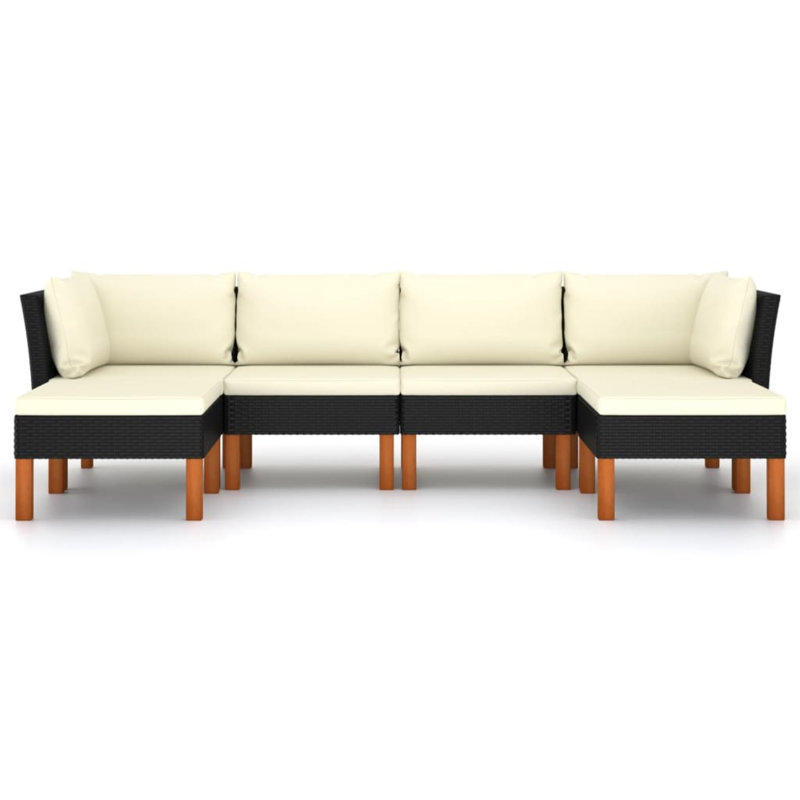 Ensemble modulaire de patio carré en eucalyptus de 23,6 po de large avec coussins Brause, 2x corner + 2x middle+ 2x footrest