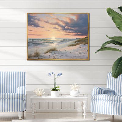 «Ocean Serenity Gentle Pink Pastel Beach Sunset - Coastal Beach», reproduction sur toile