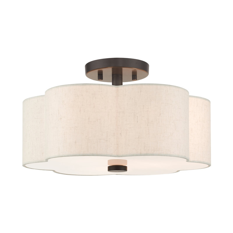 Plafonnier semi-encastré 3 lumières Copper, Bronze anglais, H 8,5 po x l 18 po x P 18 po