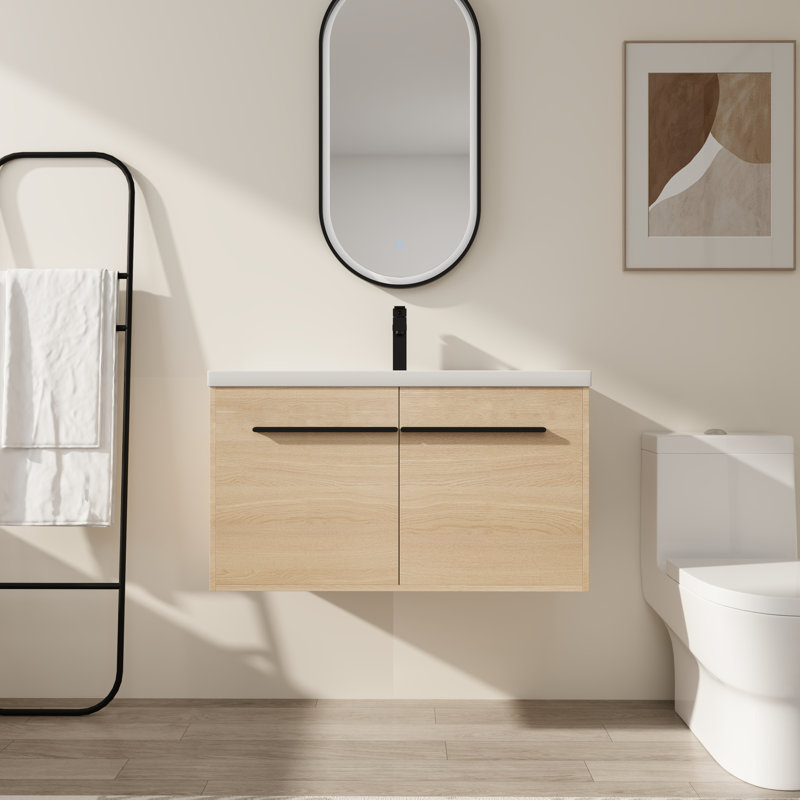 Meuble-lavabo 36 po avec lavabo en résine - Armoire et rangement modernes, 36"