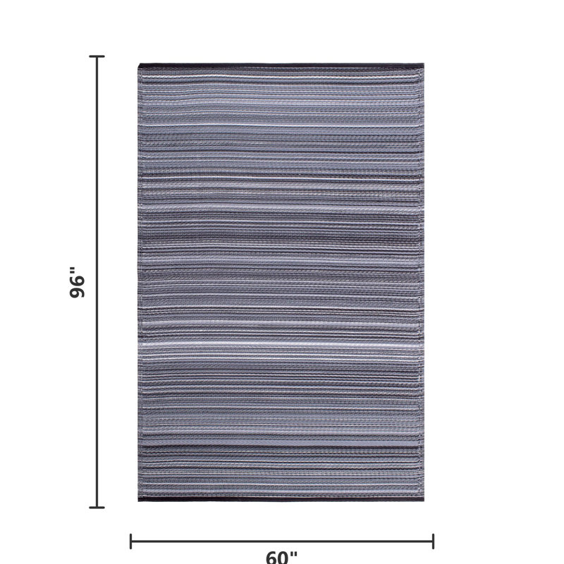 Tapis d'extérieur imperméable en plastique Amyree, Cancun - minuit, Rectangle de 5 pi x 8 pi