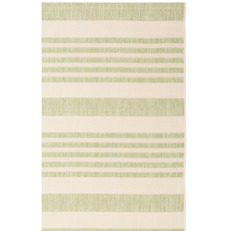 Arneshia Striped Beige/Sweet Pea Indoor/Outdoor Area Rug, Rectangle 5'3" x 7'7"
