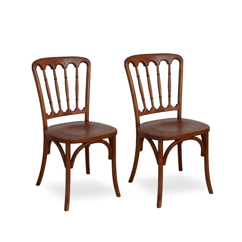 Chaise de salle à manger en bois massif avec dossier Middle French