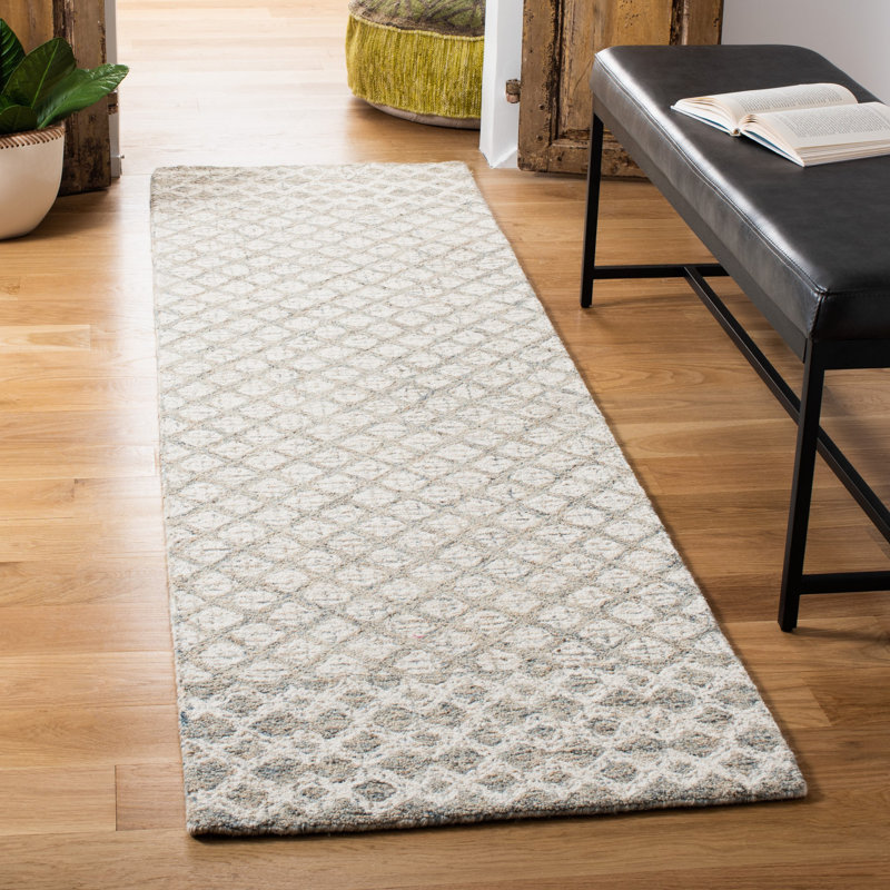 Tapis en laine touffeté à la main Crowe, Tapis de couloir 2 pi 3 po x 8 pi