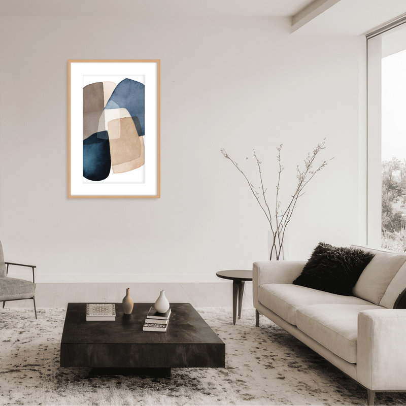 Abstract Blue Brown Blocks by  - Picture Frame Painting on Paper, 36" H x 24" W x 1.5" D, Wrapped Canvas, Does Not Apply