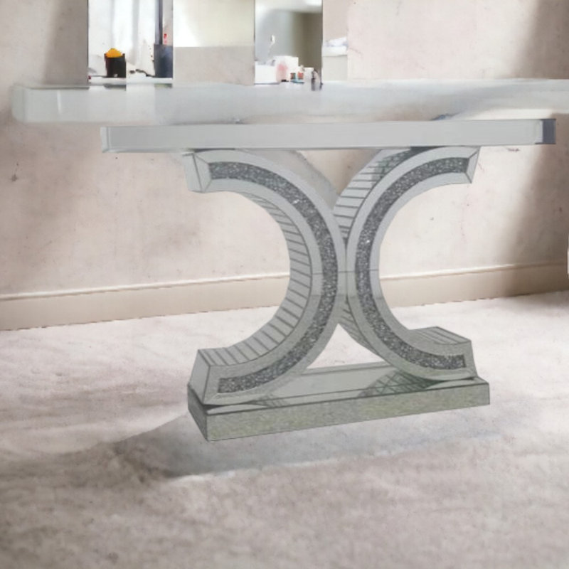 Nova 120 cm W Mirrored Glass Top Console Table