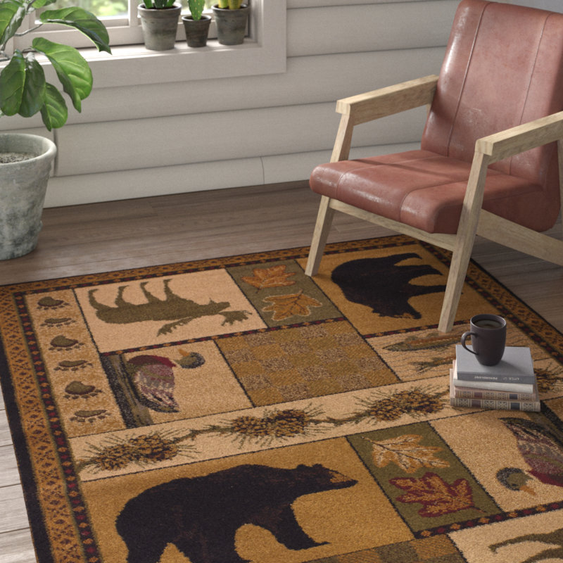 Tapis brun à imprimé animal Sayre, Rectangle 5 pi 3 po x 7 pi 2 po
