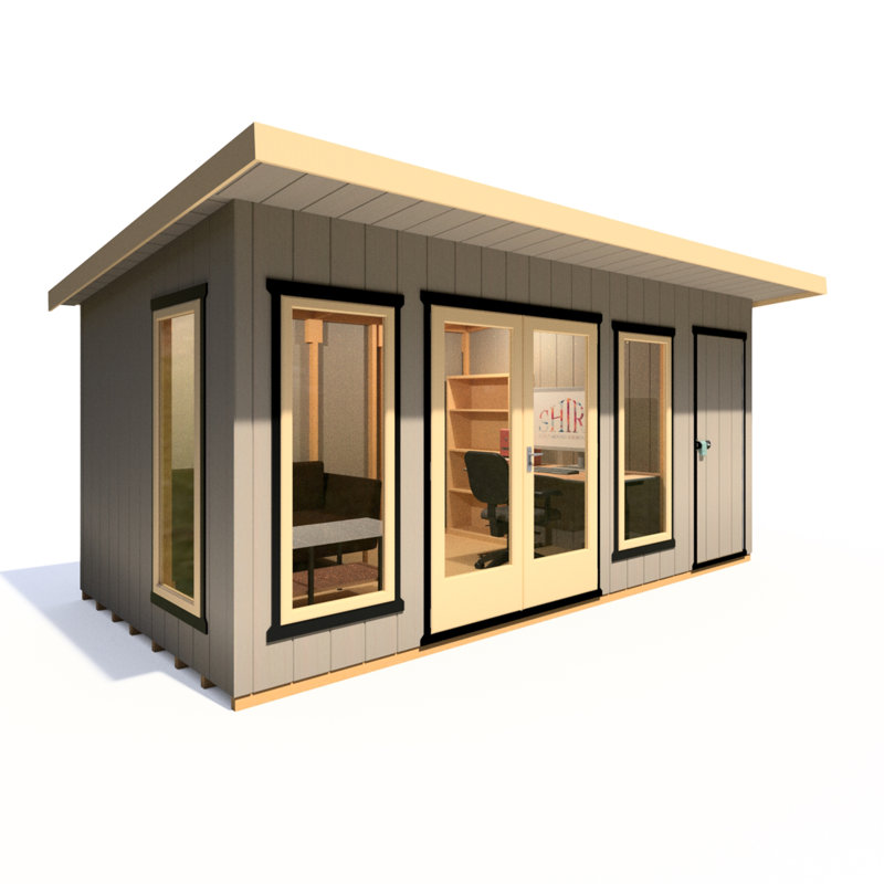 Shire Cali Home Office 16 Ft X 8 Ft With Side Shed