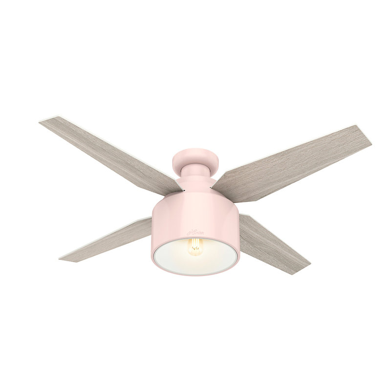 Blush Pink 52" Flush Mount Ceiling Fan with Light and Remote