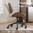 Modern Executive Armless Office Desk Chair with Bentwood Backrest, Premium Leather, Silent Wheels, Easy Assembly, Black-2060674469