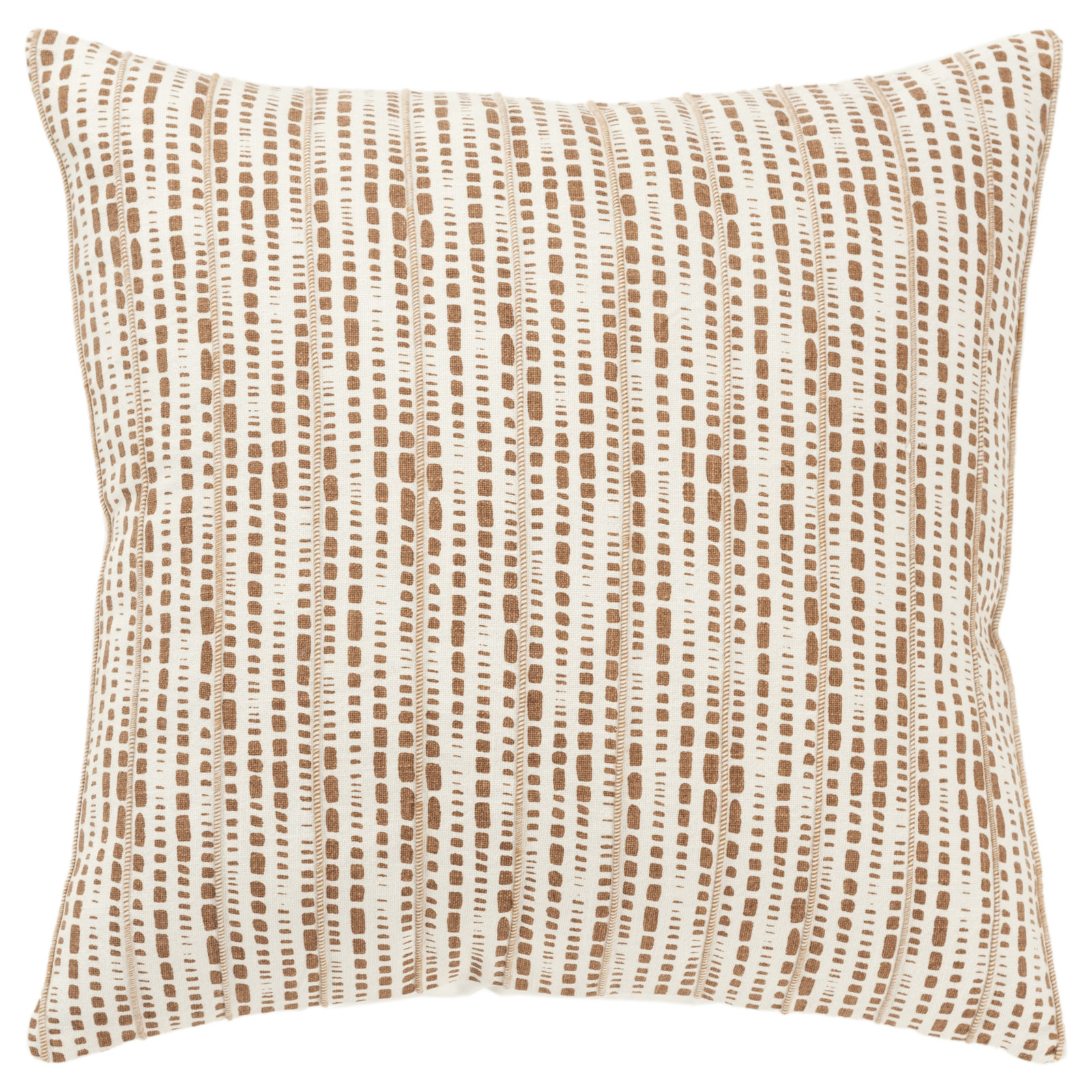Fleurine Embroidered Cotton Throw Pillow, Ivory/Cocoa