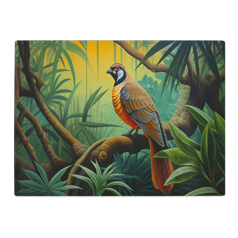 Partridge Art Deco  Glass Chopping Board