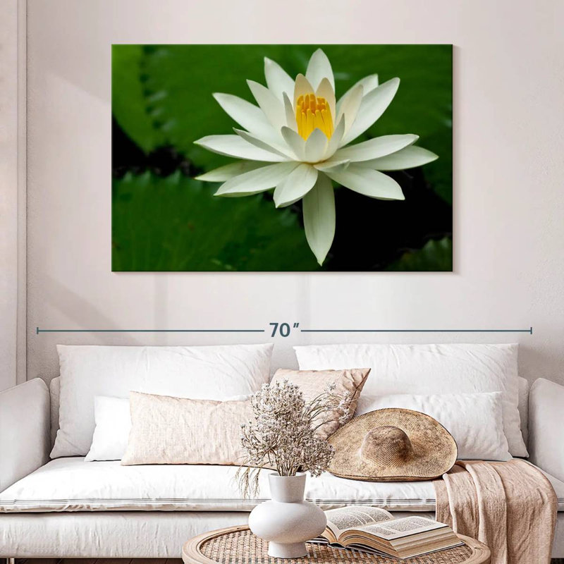 Fleur de lotus blanche Harnek, H 32 po x l 48 po