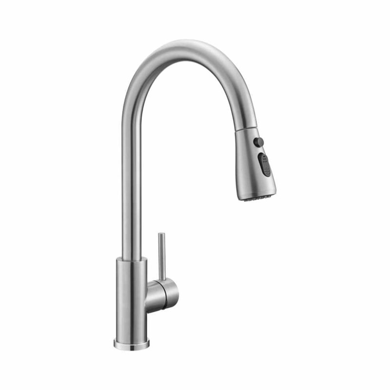 Robinet de cuisine à un trou et douchette rétractable à 3 modes
