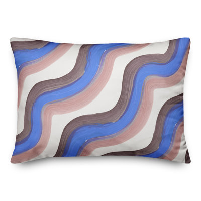 Coussin extérieur bleu et rose Waves