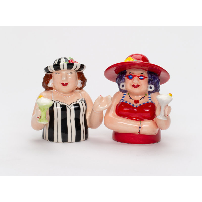 Ceramic Sophisticated Ladies Happy Hour Salt and Pepper Shakers