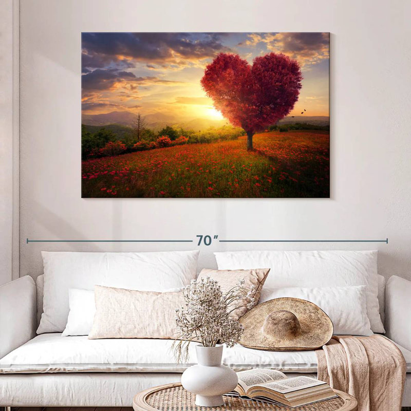 Harnek Heart Shaped Red Tree, 32" H x 48" W