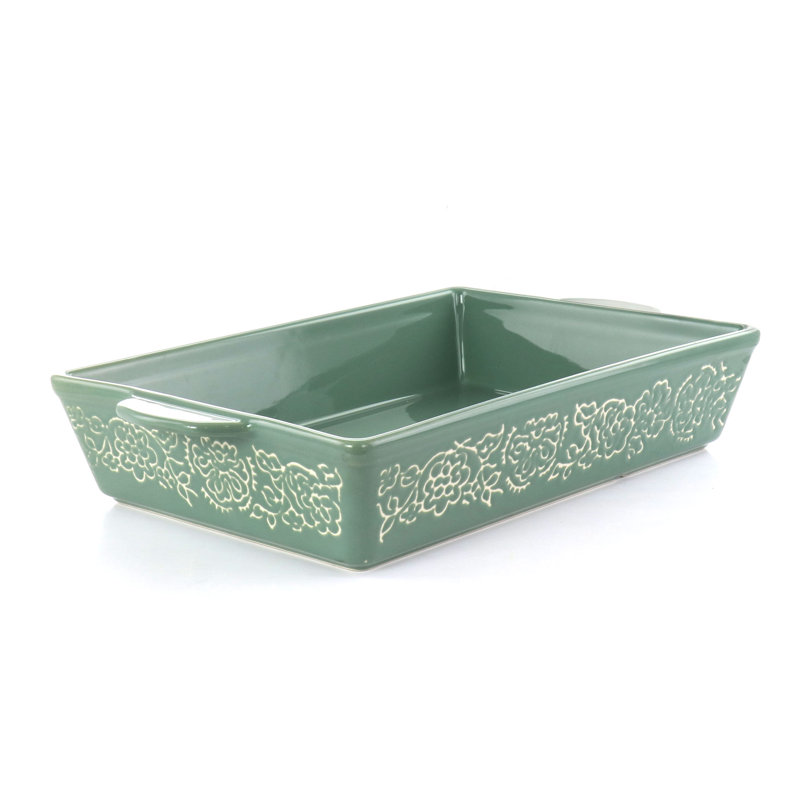 2 Piece Stoneware Baker Set in Red and Mint