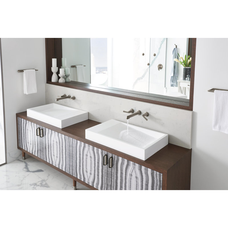 Levoir® Two-Handle Wall Mount Lavatory Faucet - Less Handles, Luxe Gold, Cross