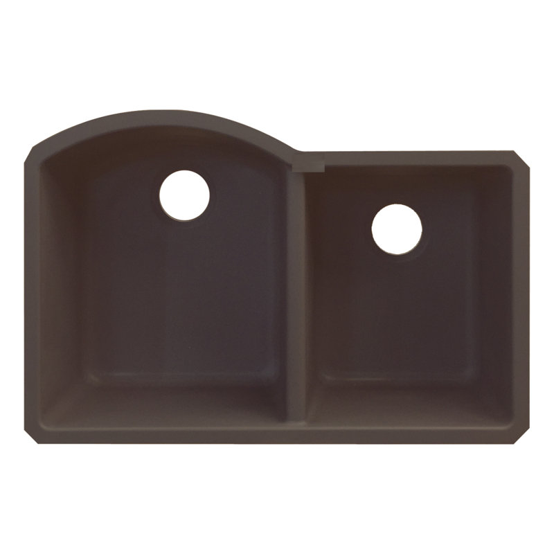 Aversa 31.75'' L Double Bowl Kitchen Sink, Espresso