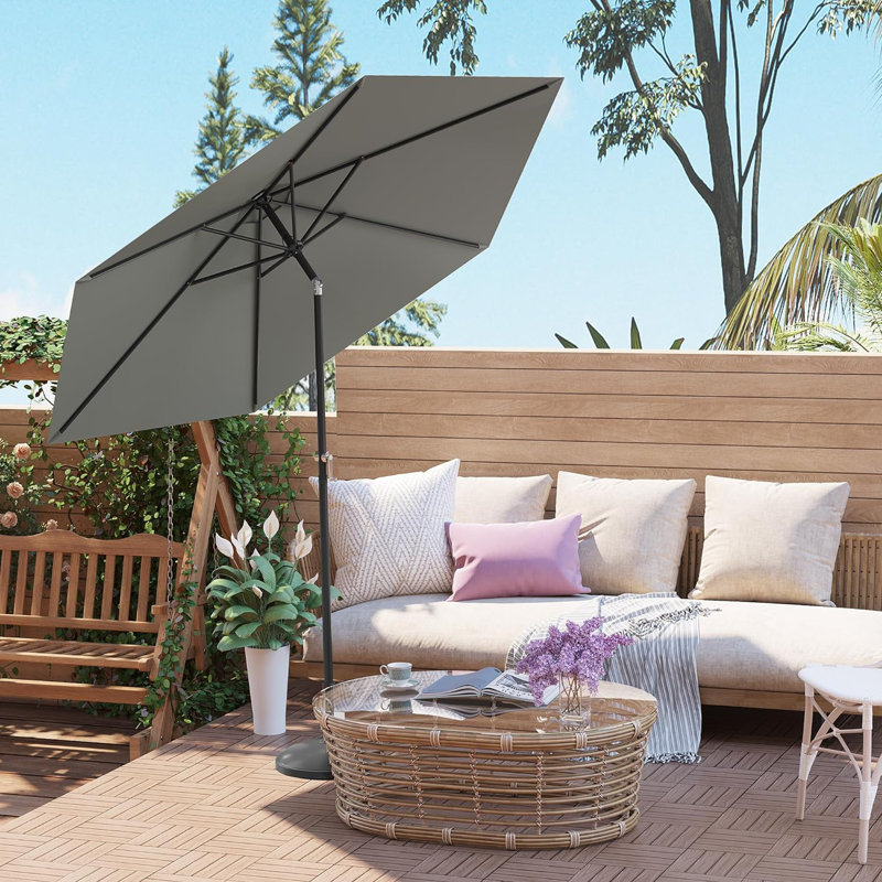 Ninfa Tilt Traditional Parasol, Grey, 236cm H x 270cm W x 270cm D