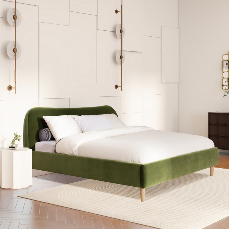 Lit tapissier Derte, Très grand, Velours vert olive